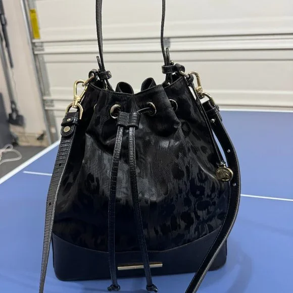 Brahmin Black Selene Bucket Shoulder Bag- Used - Picture 2 of 12